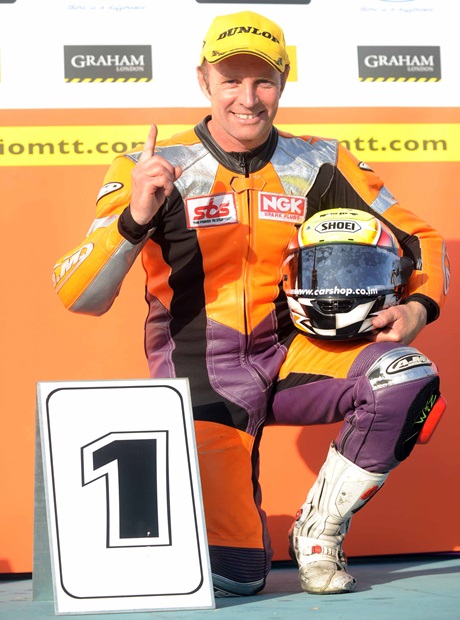 Ian Lougher celebrates double TT triumph (Stephem Davison/Pacemaker Press International)